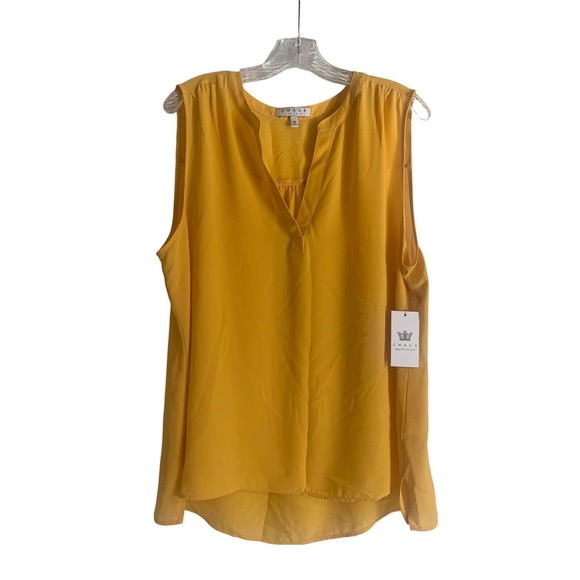 Chaus Tops - NEW NWT Chaus Women Yellow Sleeveless Blouse XL MSRP $59